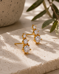 Aurielle Three-Stone Diamond Stud Earrings – 18K Gold Vermeil