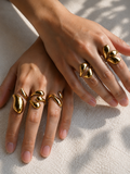 Organic Gold Statement Ring Set – Sculptural Collection